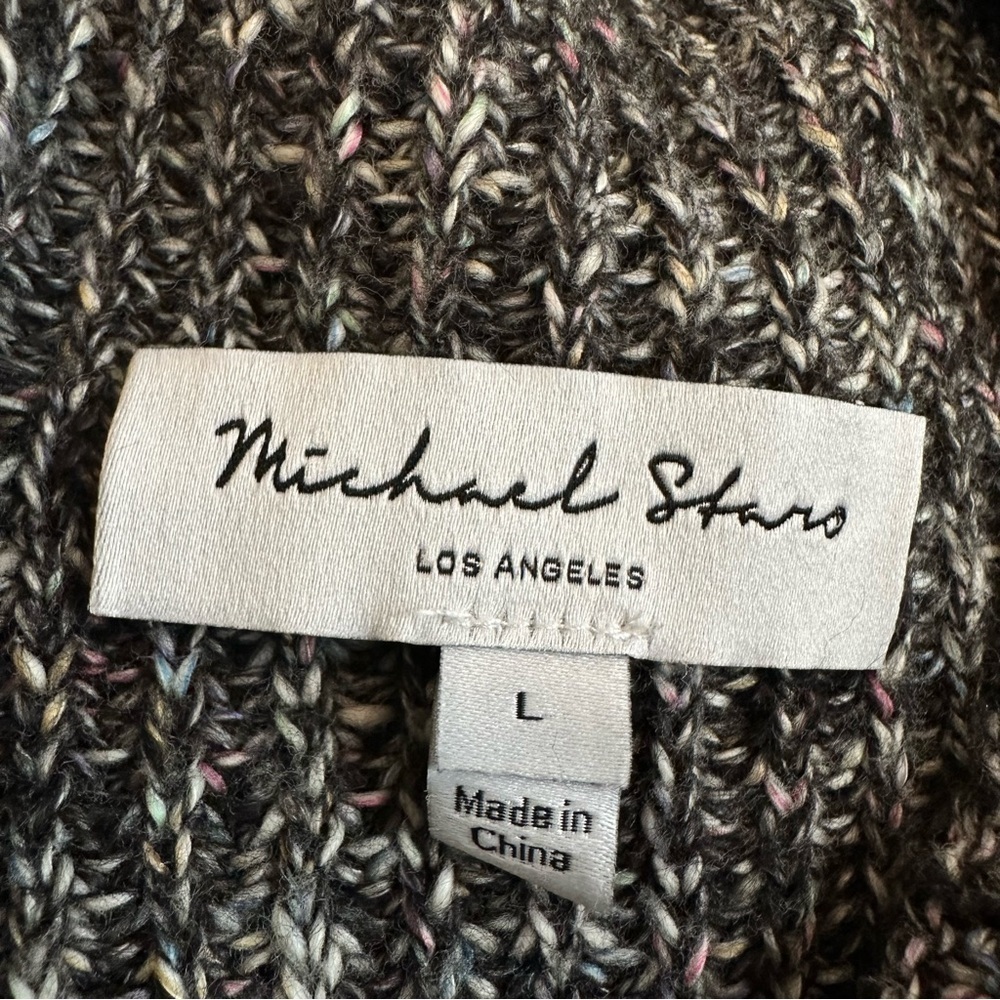 Michael Stars Los Angeles designer grey multi color sweater vest high neck L - Picture 3 of 9